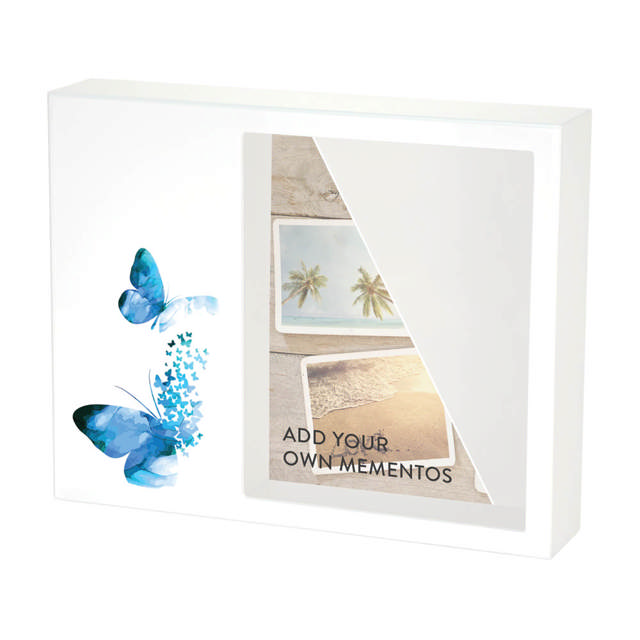 Shadowbox Remembrance Keepsake Blue Butterflies