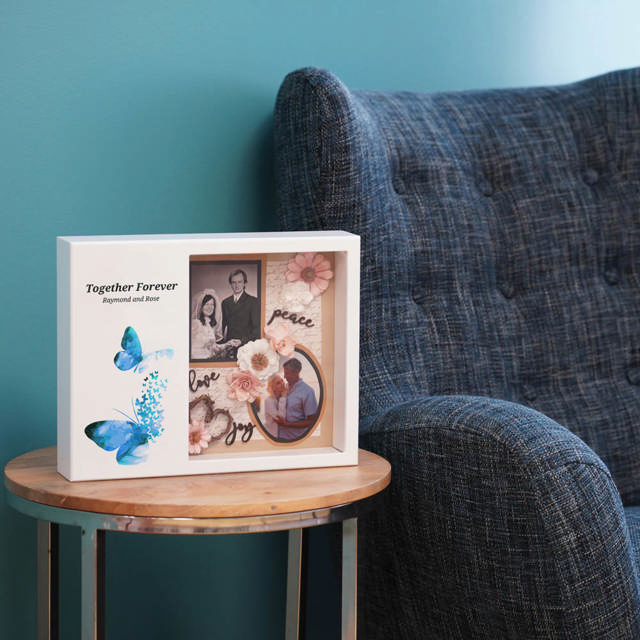 Shadowbox Remembrance Keepsake Blue Butterflies