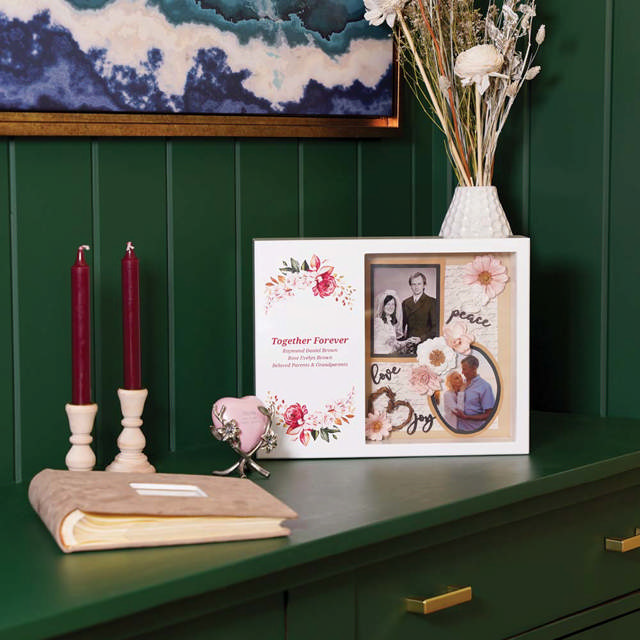 Shadowbox Remembrance Keepsake Floral Blush