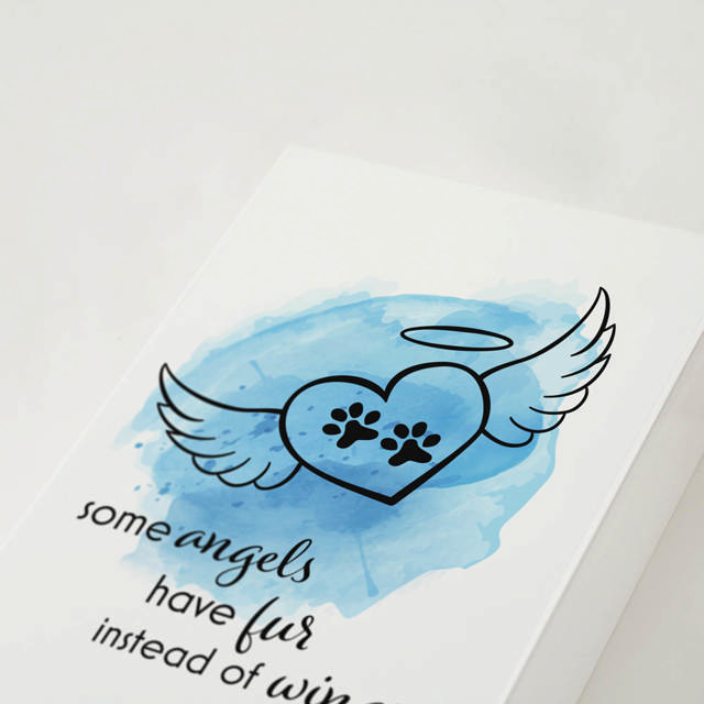 Shadowbox Pet Urn Angel Wings Blue