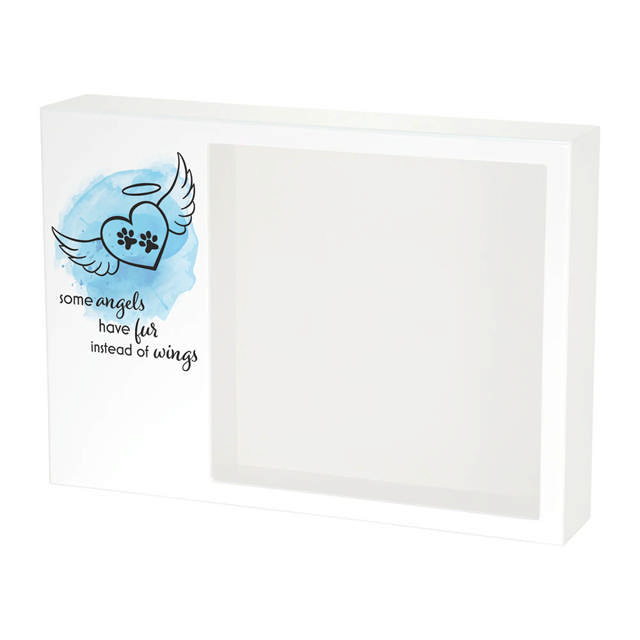 Shadowbox Pet Urn Angel Wings Blue