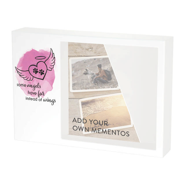 Shadowbox Pet Urn Angel Wings Pink