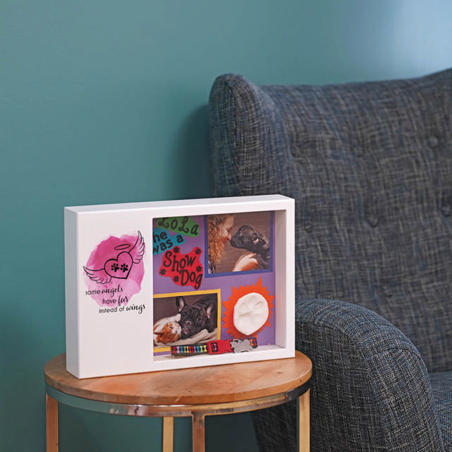 Shadowbox Pet Urn Angel Wings Pink