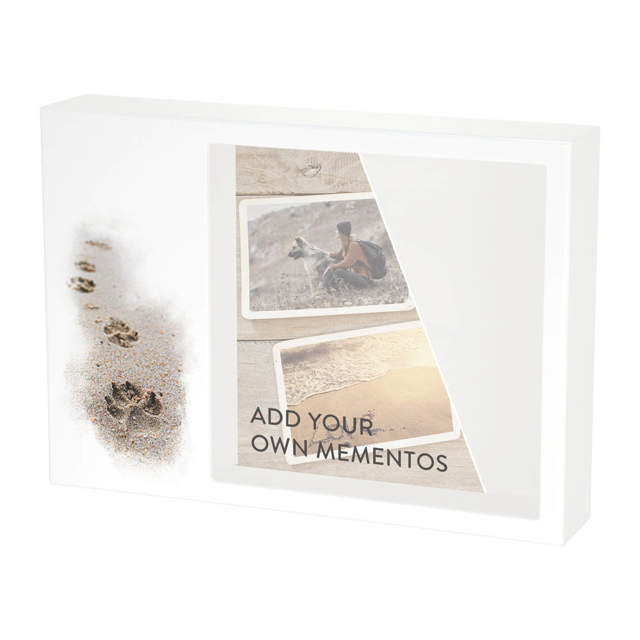 Shadowbox Pet Urn Paws in Sand