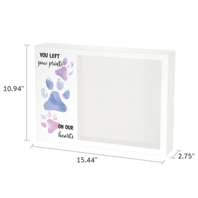 Shadowbox Pet Urn Paw Prints Purple