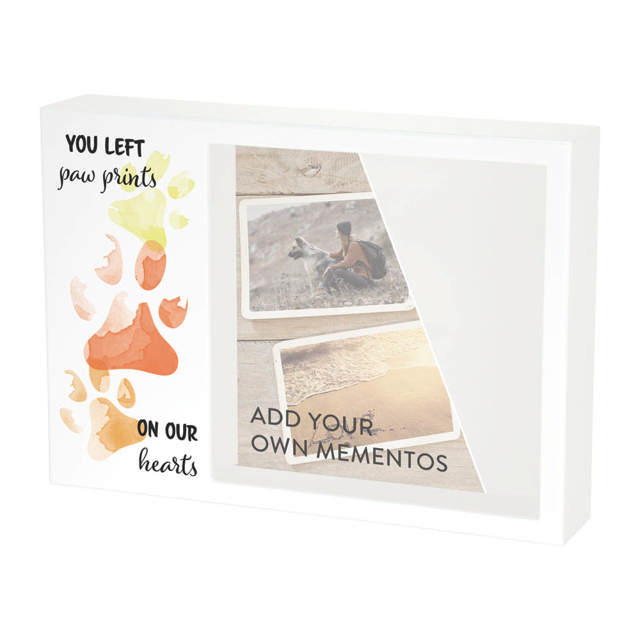 Shadowbox Pet Urn Paw Prints Red