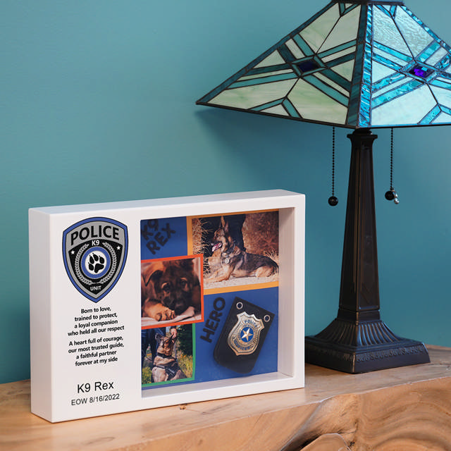 Shadowbox Pet Urn K9 Badge