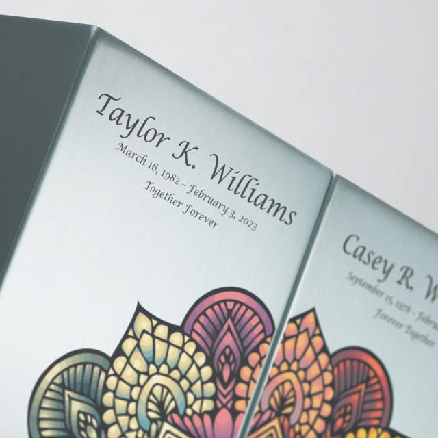 Life Canvas Mandala Pewter, Companion Urn Left Side