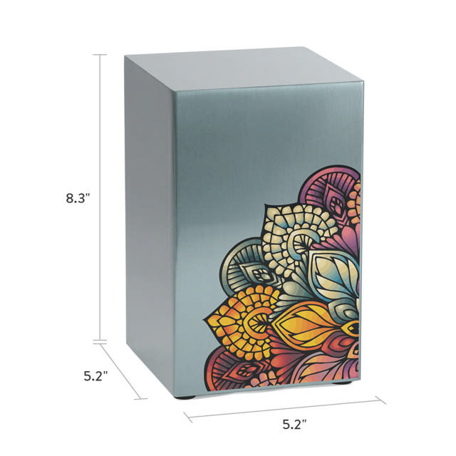 Life Canvas Mandala Pewter, Companion Urn Left Side