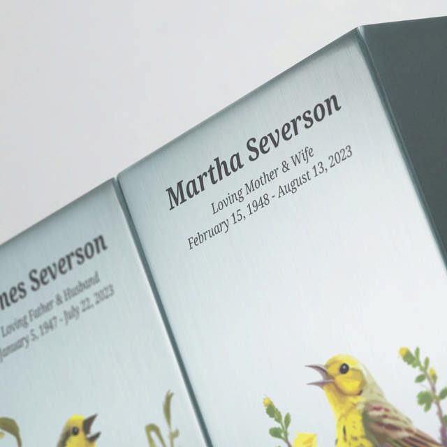 Life Canvas Birds Pewter, Companion Urn Right Side