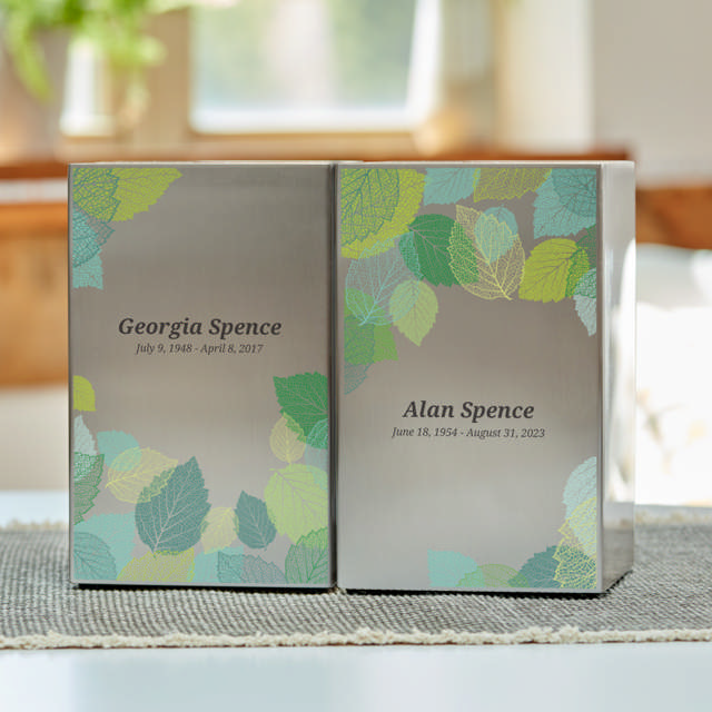 Life Canvas Foliage Pewter, Companion Urn Right Side