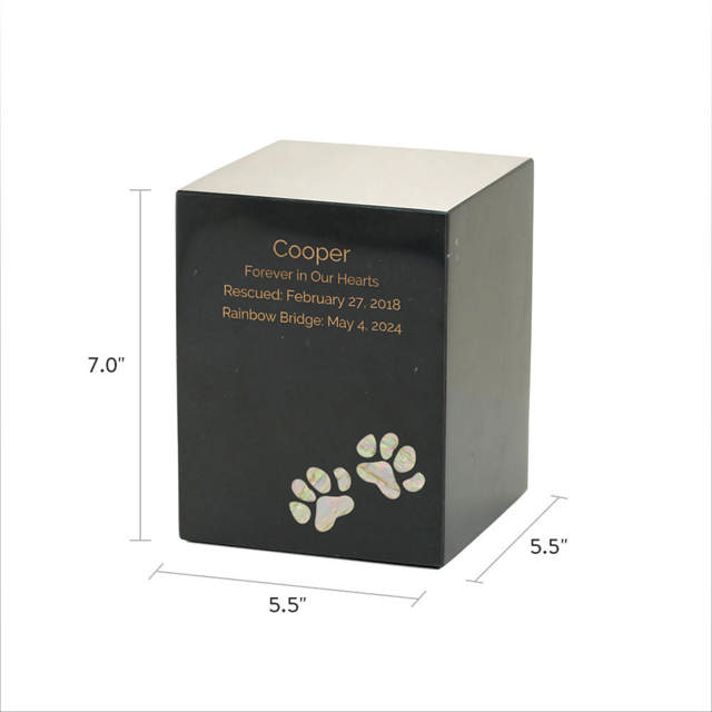 Monumental Memorials Pet Paws Pearl Inlay, Black