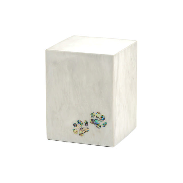 Monumental Memorials Pet Paws Blue Inlay, White