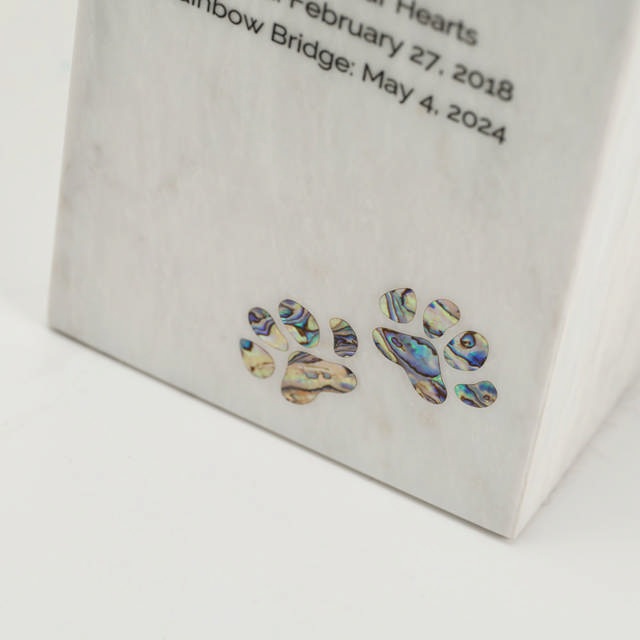 Monumental Memorials Pet Paws Blue Inlay, White