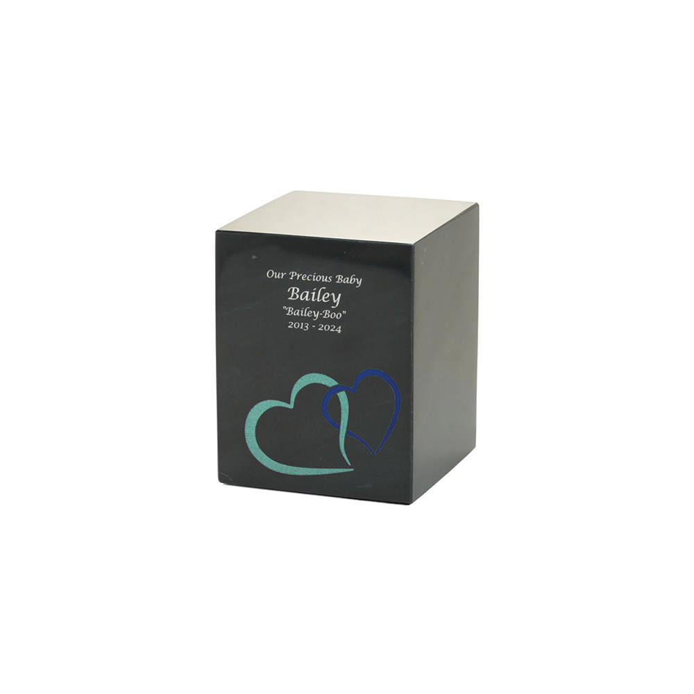 Monumental Memorials Pet Hearts Blue, Black