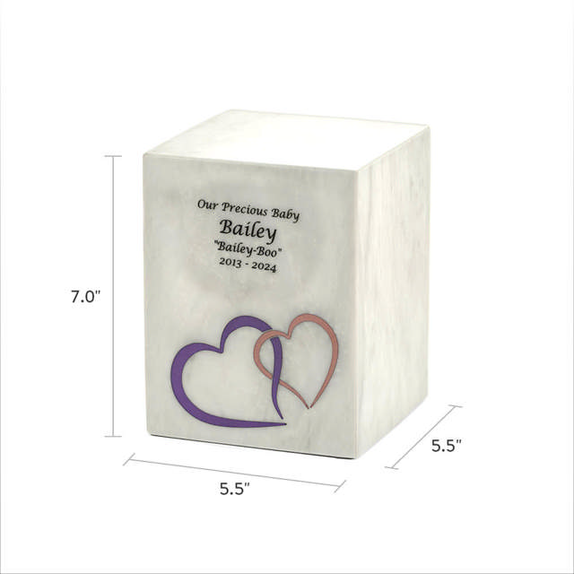 Monumental Memorials Pet Hearts Pink, White