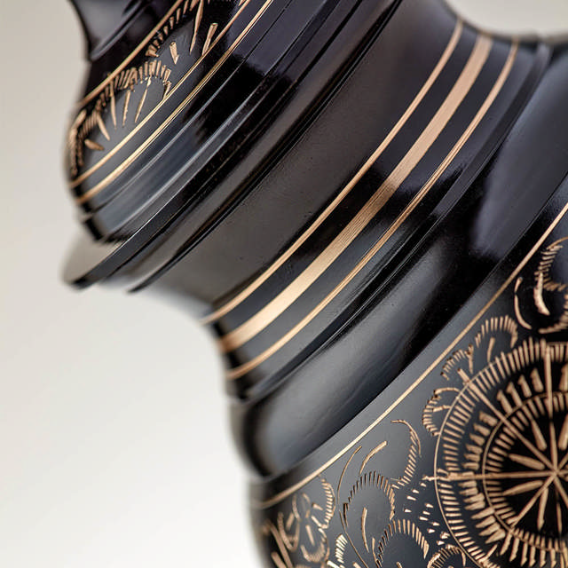 Black Engraved Urn, 40 Cubic Inches