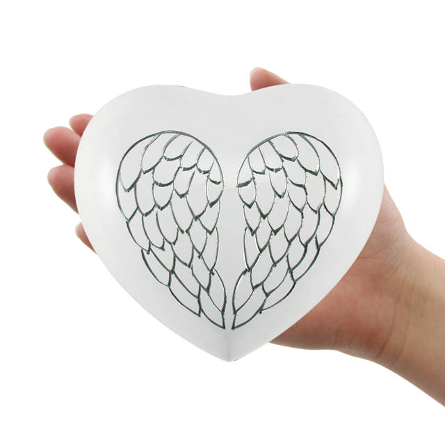 Arielle Heart Urn Angel Wings Pearl