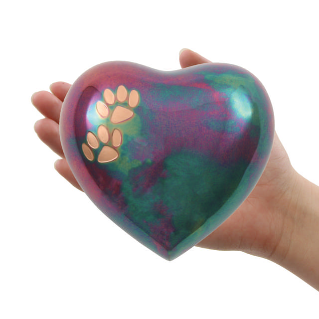 Arielle Raku Heart Paw Urn