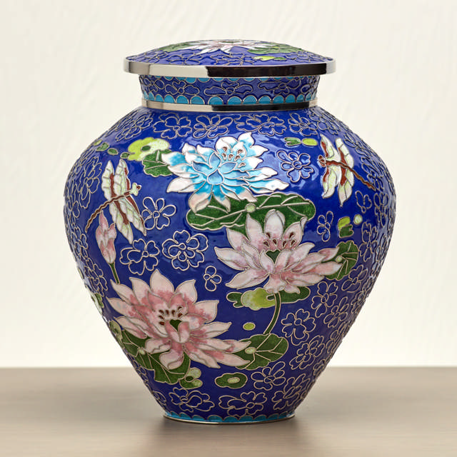 Filigree™ Cloisonné Lily Dragonfly, Full Size Urn
