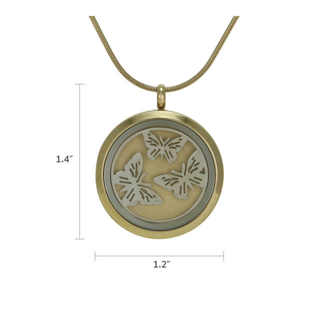 Bronze Round Hinged Butterflies Pendant