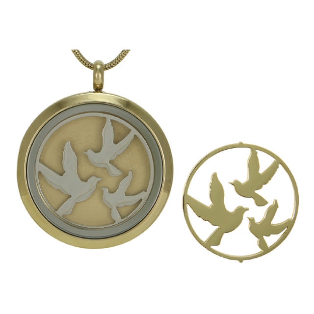 Bronze Round Hinged Birds Pendant