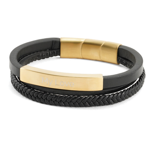 Bronze/Black Triple Band Leather Bracelet