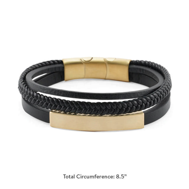 Bronze/Black Triple Band Leather Bracelet