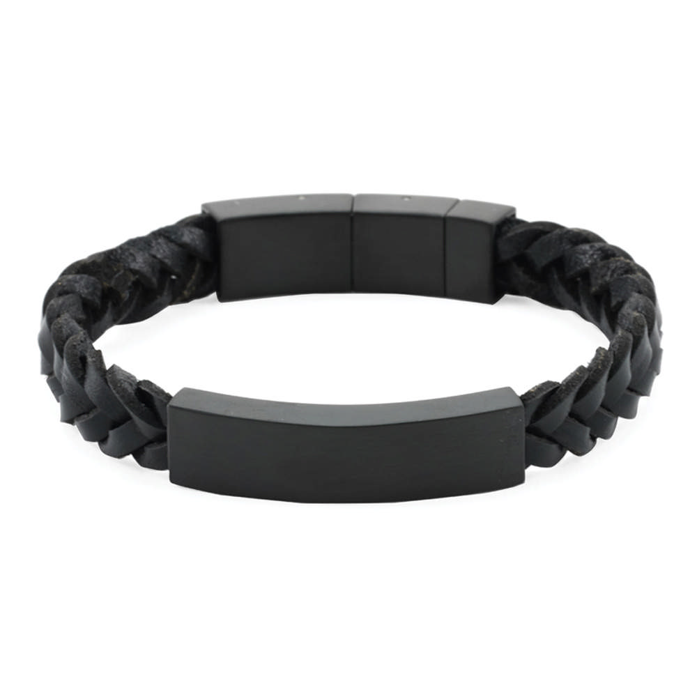 Onyx/Black Braided Leather Bracelet